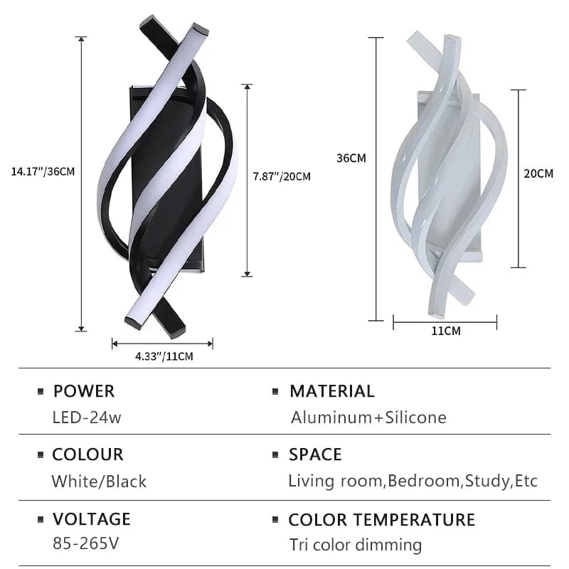 Verthara Triple Curved LED Wall Light