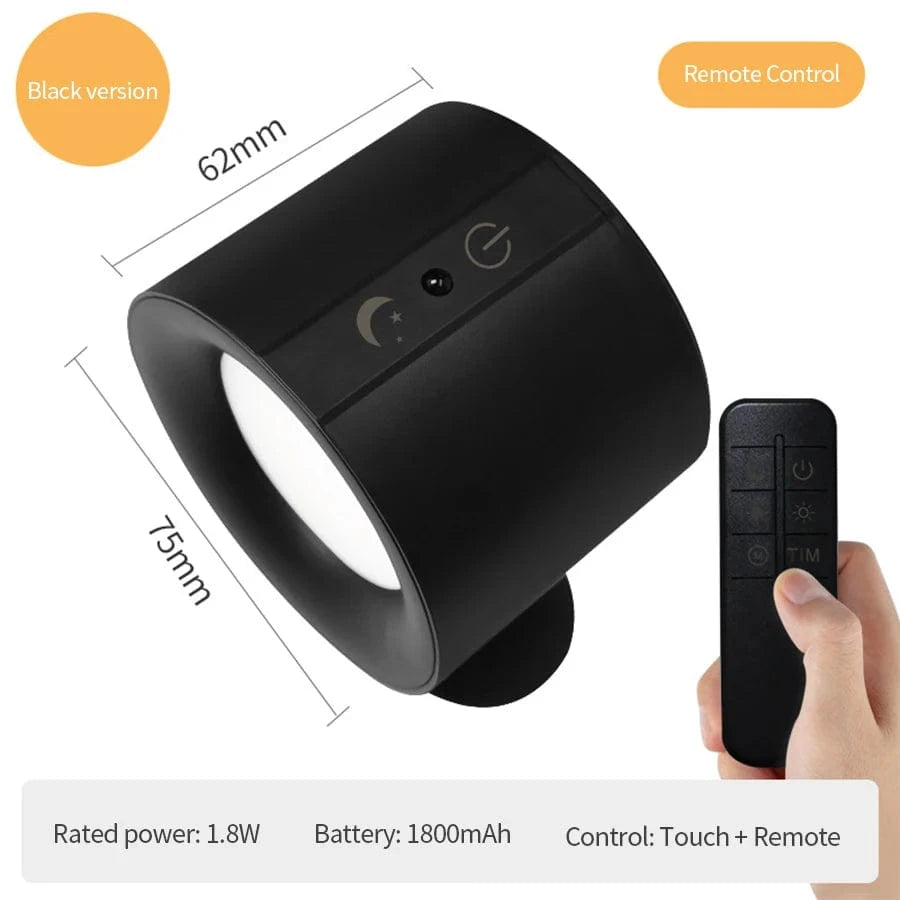 Verthara Two-way Wireless Rechargeable Wall Lamp Black