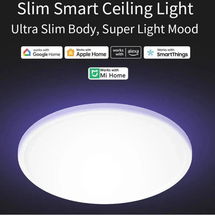 Verthara Ultra Thin Smart RGB Flush Mount Ceiling Light Fixture – Dimmable LED with Wi-Fi Control, 2700K-6500K Color Temperature Default