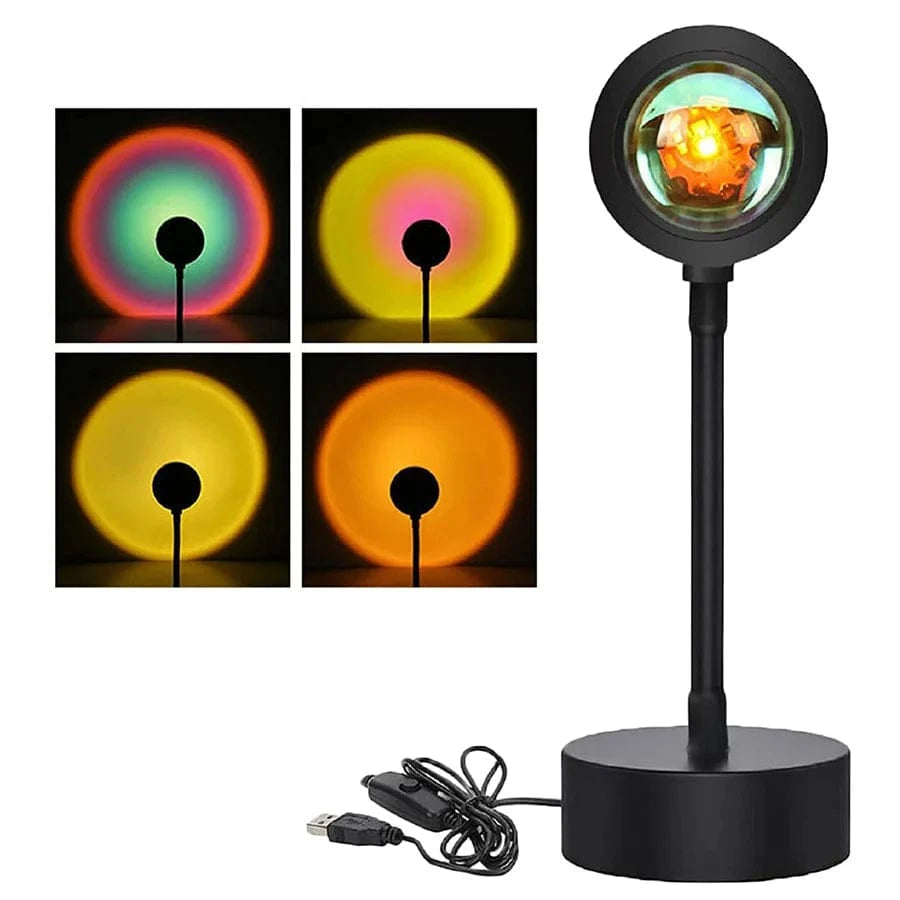 Verthara USB Sunset Projector Lamp with Smart APP Control - LED Night Light for Room Decoration and Photography, Adjustable Colors and Brightness 4 colors No remote