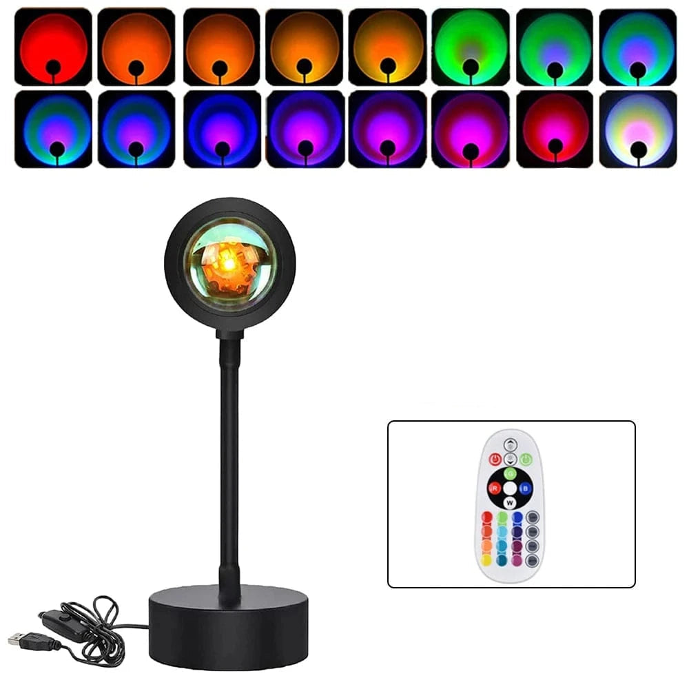 Verthara USB Sunset Projector Lamp with Smart APP Control - LED Night Light for Room Decoration and Photography, Adjustable Colors and Brightness 16 colors Remote