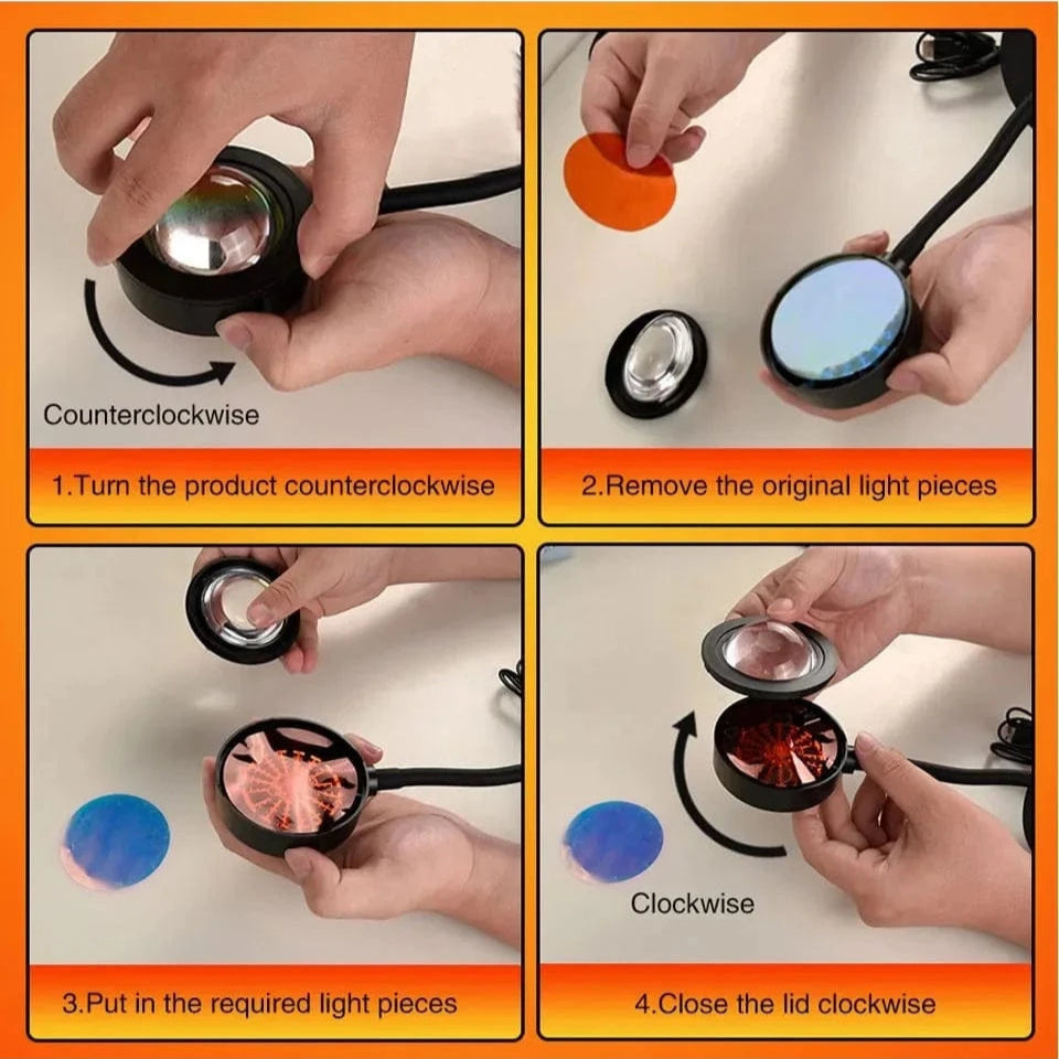 Verthara USB Sunset Projector Lamp with Smart APP Control - LED Night Light for Room Decoration and Photography, Adjustable Colors and Brightness