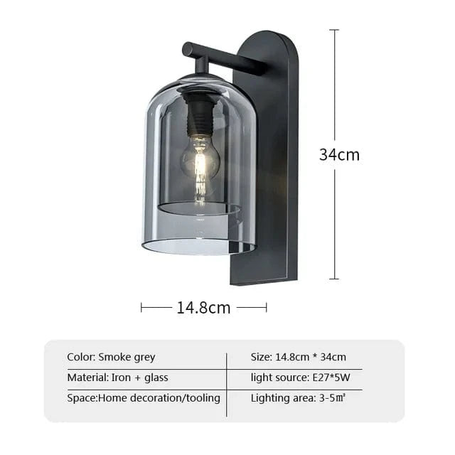 Verthara Vintage Glass Wall Lights – Postmodern Bathroom Sconces with E27 Bulb Compatibility, Indoor Wall Lamp for Hallway and Bedroom