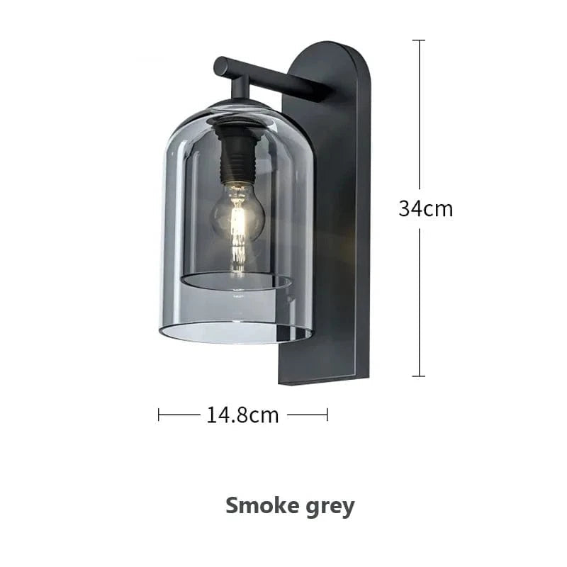 Verthara Vintage Glass Wall Lights – Postmodern Bathroom Sconces with E27 Bulb Compatibility, Indoor Wall Lamp for Hallway and Bedroom