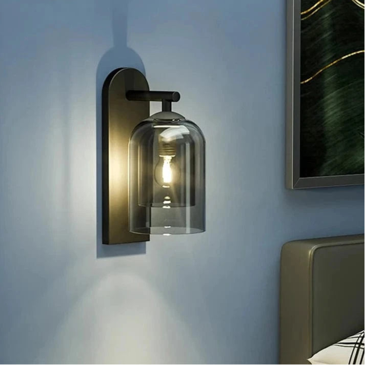 Verthara Vintage Glass Wall Lights – Postmodern Bathroom Sconces with E27 Bulb Compatibility, Indoor Wall Lamp for Hallway and Bedroom