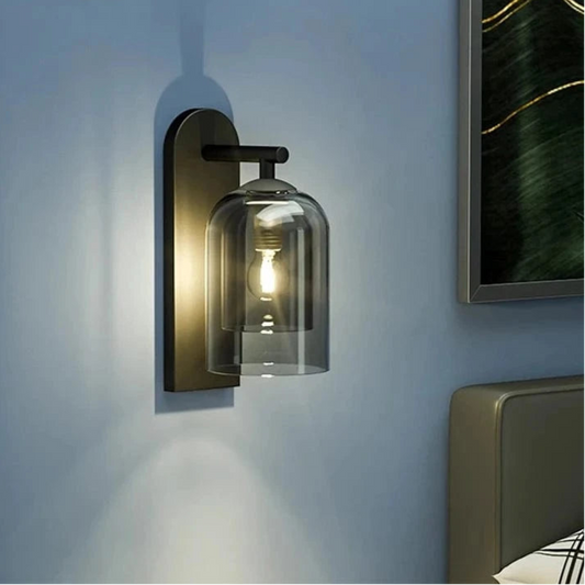 Verthara Vintage Glass Wall Lights – Postmodern Bathroom Sconces with E27 Bulb Compatibility, Indoor Wall Lamp for Hallway and Bedroom