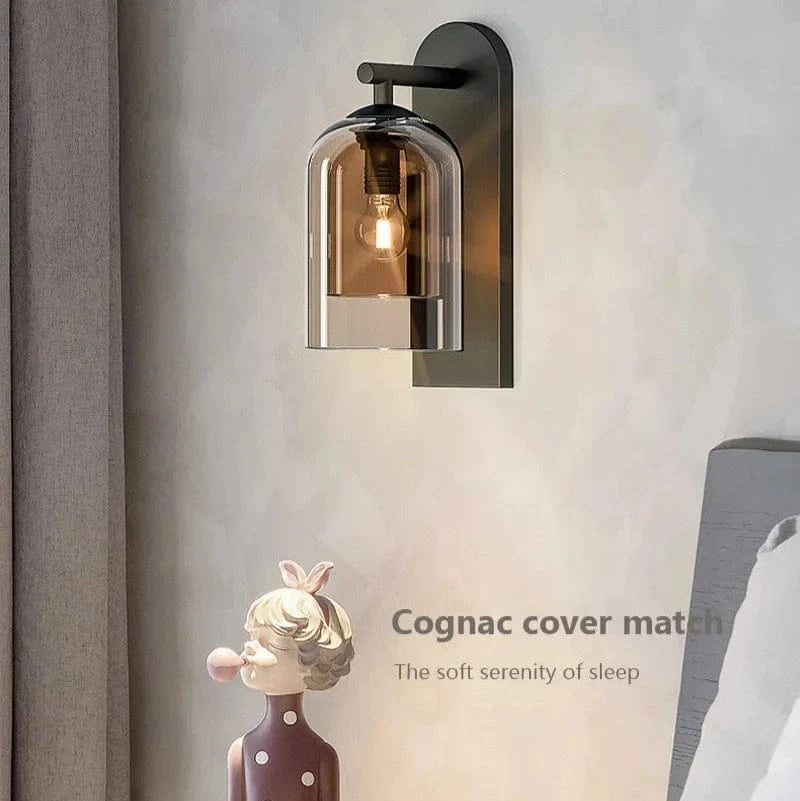 Verthara Vintage Glass Wall Lights – Postmodern Bathroom Sconces with E27 Bulb Compatibility, Indoor Wall Lamp for Hallway and Bedroom