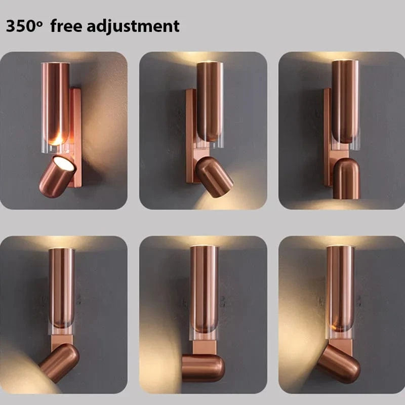 Verthara Vintage Glass Wall Sconce with Rotatable Design for Indoor Bedroom and Aisle Lighting – Available in Black, Rose Gold, Coppery