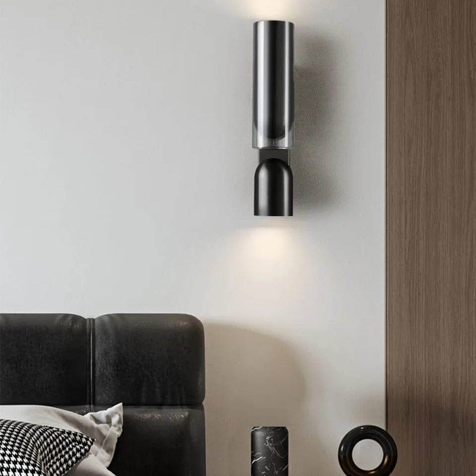 Verthara Vintage Glass Wall Sconce with Rotatable Design for Indoor Bedroom and Aisle Lighting – Available in Black, Rose Gold, Coppery Warm White (2700-3500K) / Black