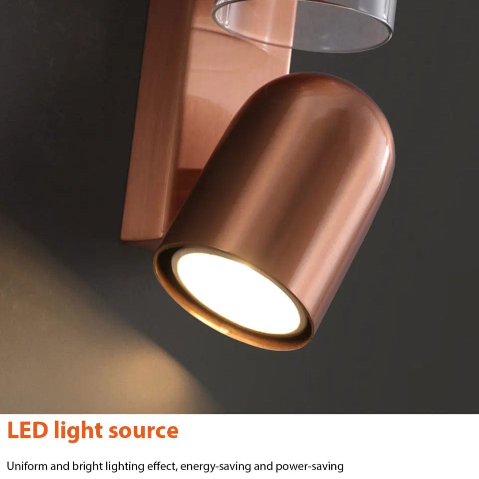 Verthara Vintage Glass Wall Sconce with Rotatable Design for Indoor Bedroom and Aisle Lighting – Available in Black, Rose Gold, Coppery