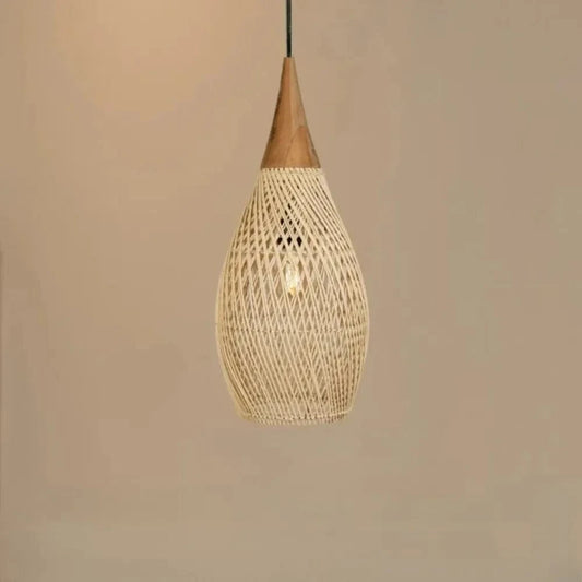Verthara Vintage Handmade Rattan Pendant Light – Japanese Style LED Lighting for Kitchen Island and Dining Room Medium