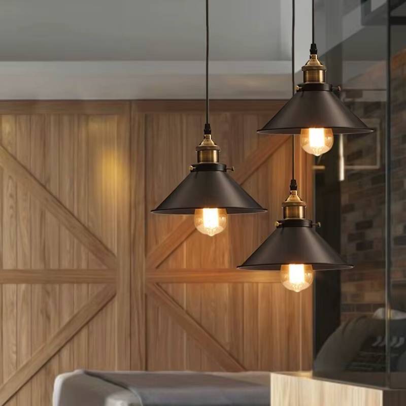 Verthara Vintage Industrial Black Pendant Light with E27 Base – Adjustable Height Hanging Light for Living Room and Dining Room