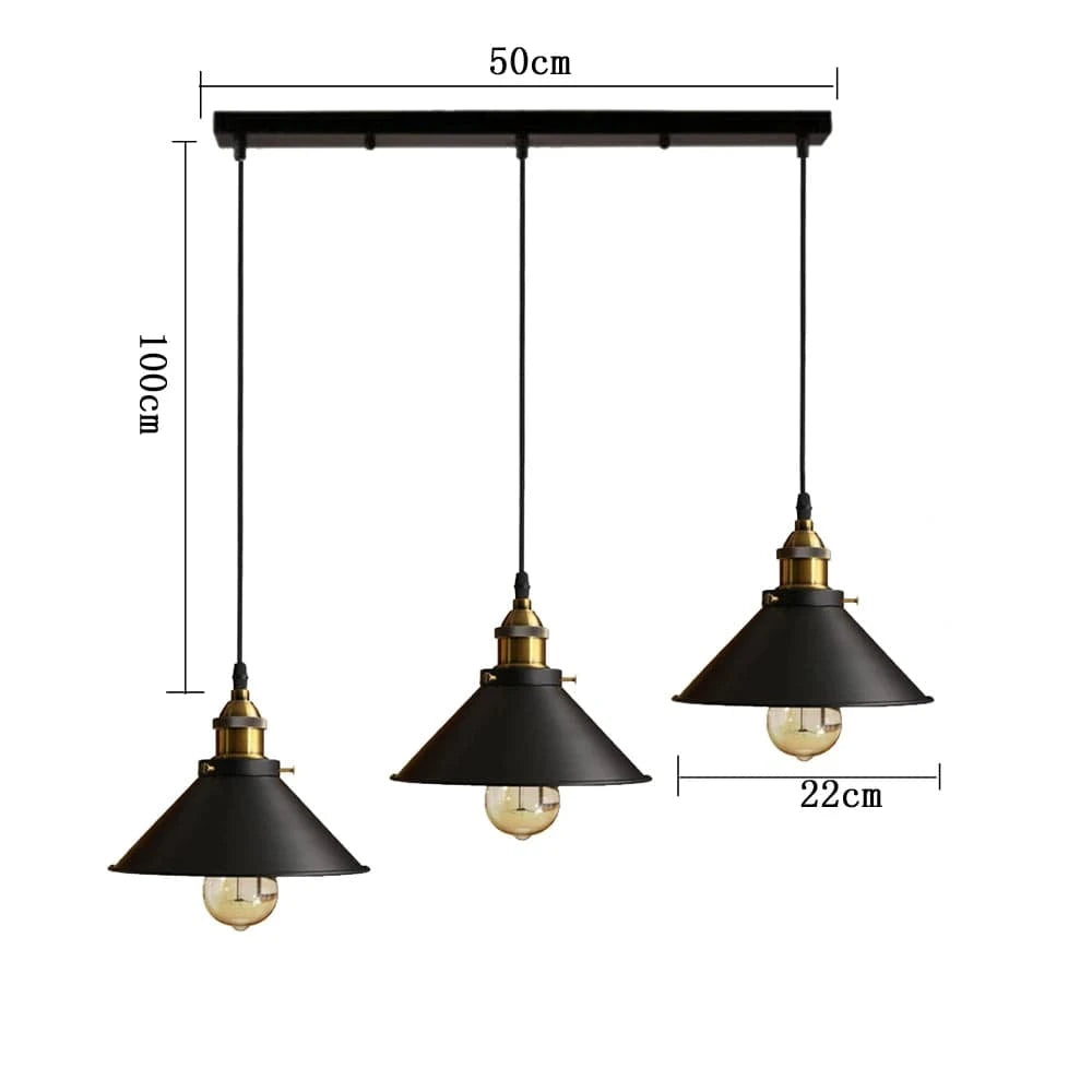 Verthara Vintage Industrial Black Pendant Light with E27 Base – Adjustable Height Hanging Light for Living Room and Dining Room