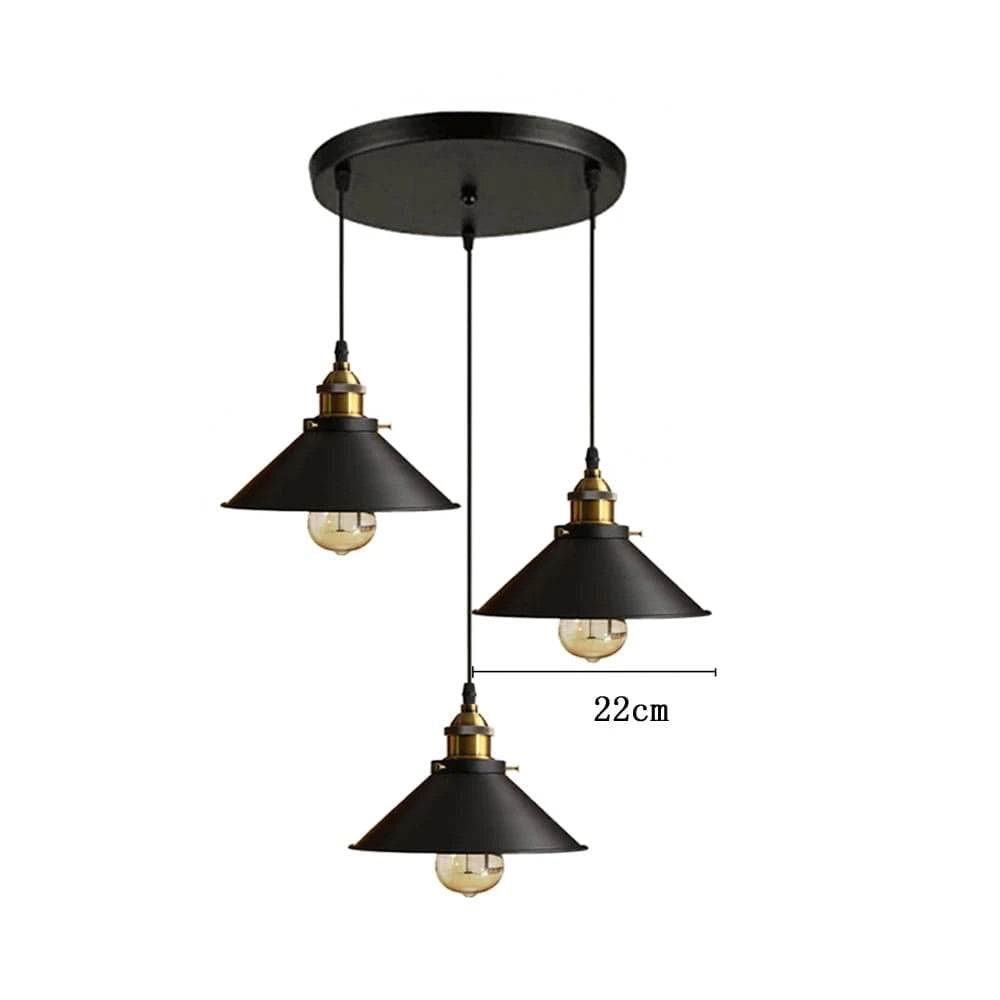 Verthara Vintage Industrial Black Pendant Light with E27 Base – Adjustable Height Hanging Light for Living Room and Dining Room