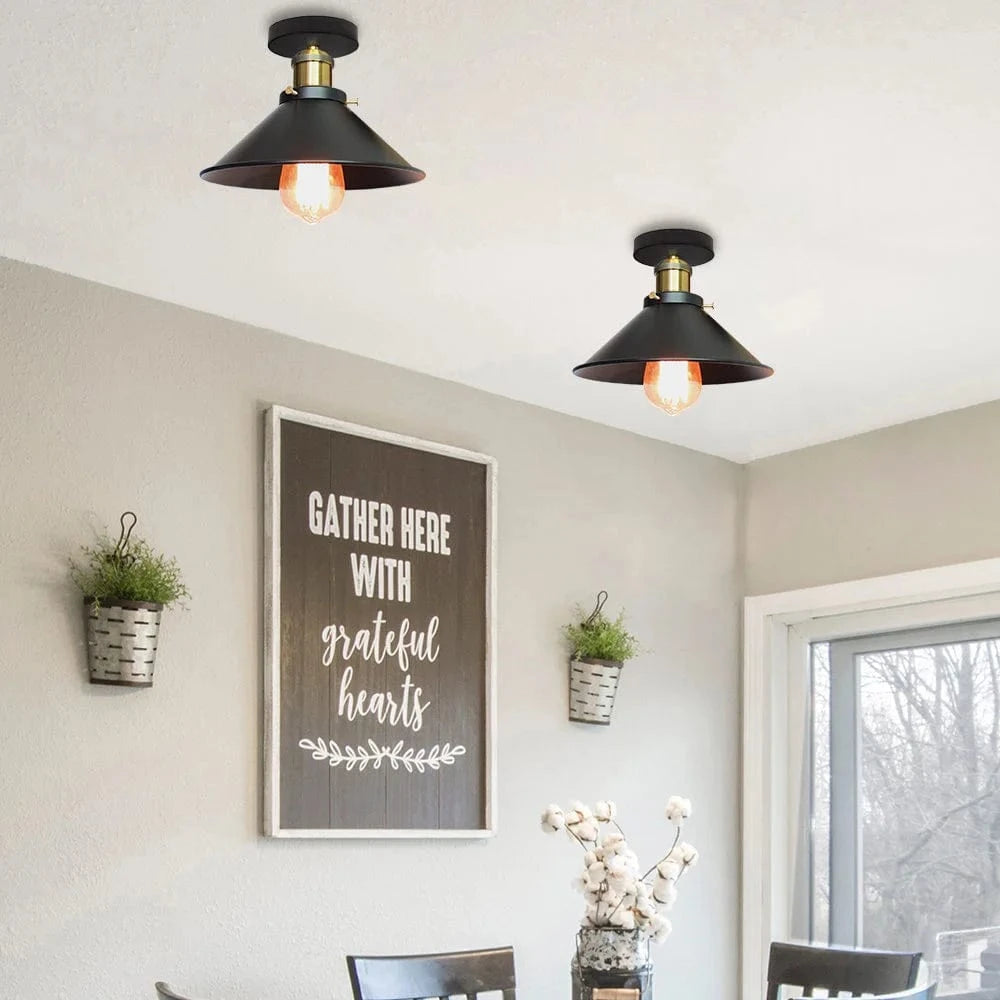 Verthara Vintage Industrial Black Pendant Light with E27 Base – Adjustable Height Hanging Light for Living Room and Dining Room 1B / No Bulb