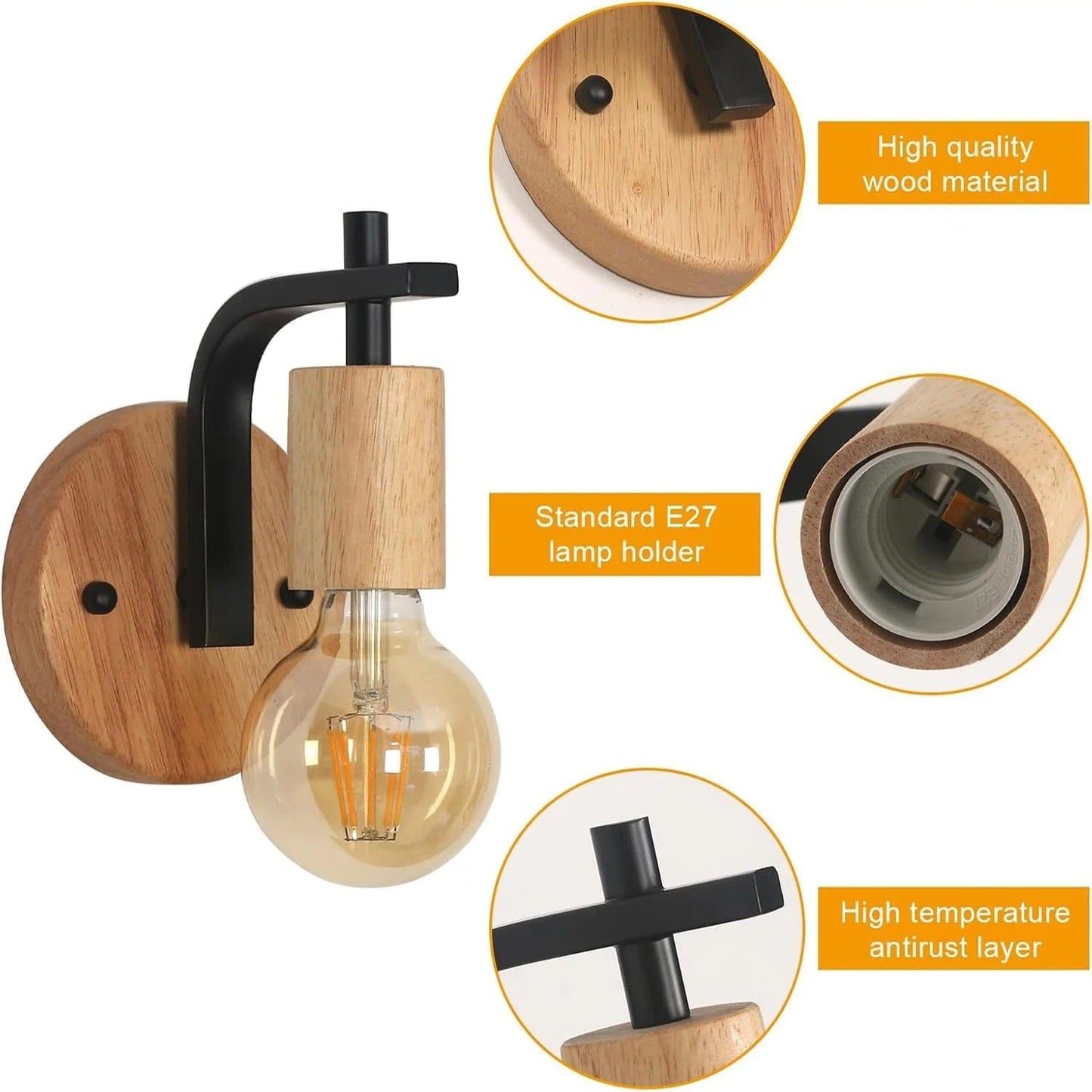 Verthara Vintage Iron Wall Sconces – Surface Mounted Wall Lights – Industrial Style - E27 Base - Indoor Lighting - Durable Iron Construction