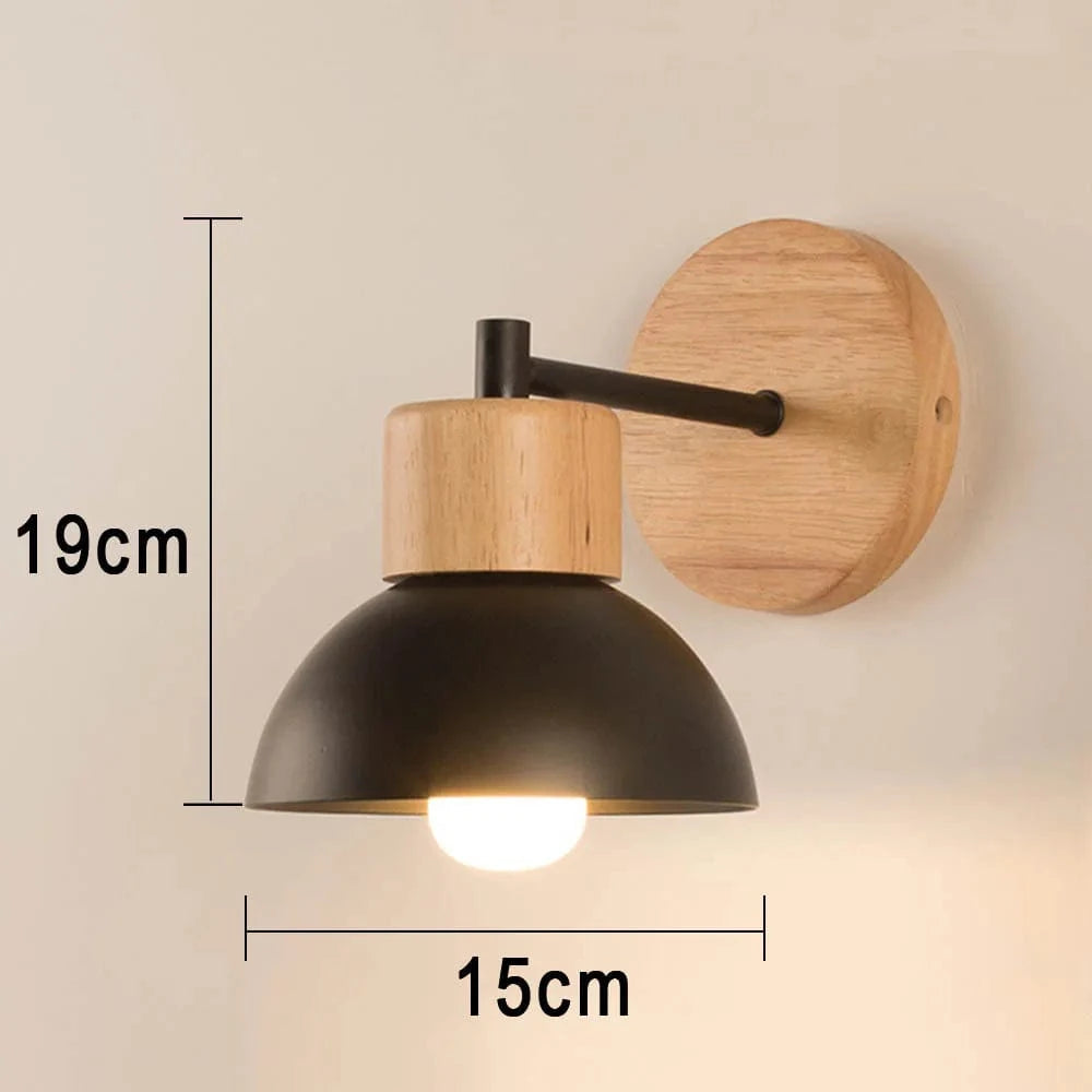 Verthara Vintage Wood Wall Lamp Sconce – Industrial Design for Bedroom and Dining Room – E27, 85-265V, Durable Metal and Wood Fixture