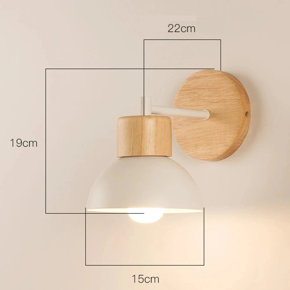 Verthara Vintage Wood Wall Lamp Sconce – Industrial Design for Bedroom and Dining Room – E27, 85-265V, Durable Metal and Wood Fixture