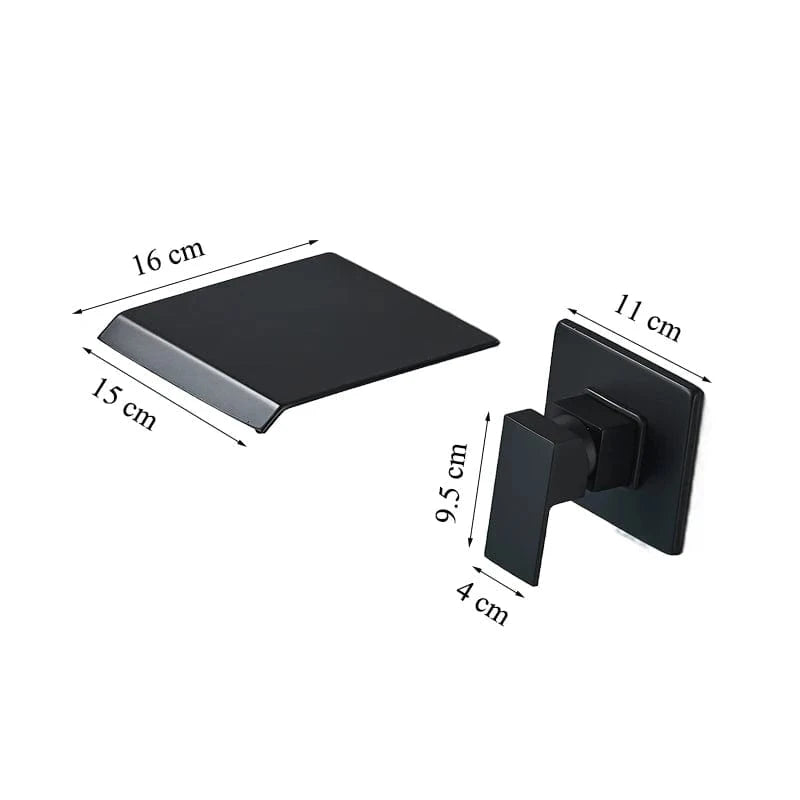 Verthara Wall Mounted Bathroom Faucet with Waterfall Outlet – Cold and Hot Mixer Basin Tap in Polished Chrome