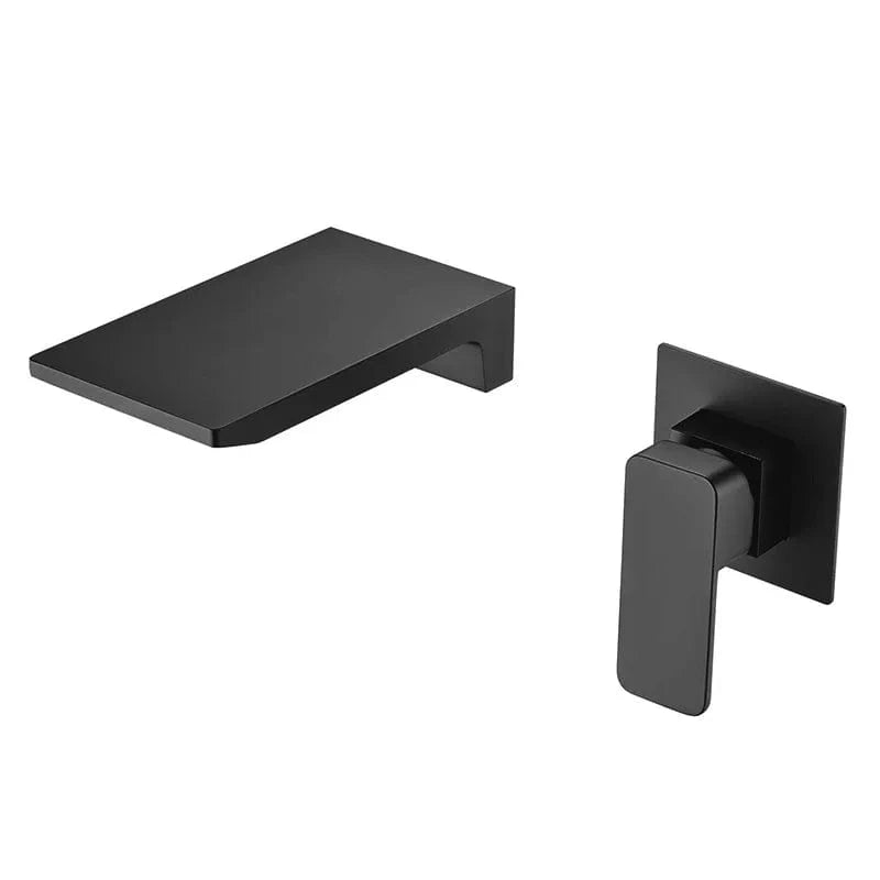 Verthara Wall Mounted Chrome Bathroom Faucet with Waterfall Spout – Single Lever Basin Mixer Tap Black