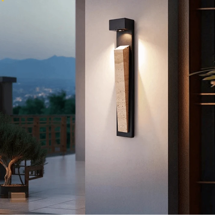 Verthara Waterproof Natural Stone Outdoor Wall Light – IP65 Weather-Resistant Exterior Lantern for Garden and Patio