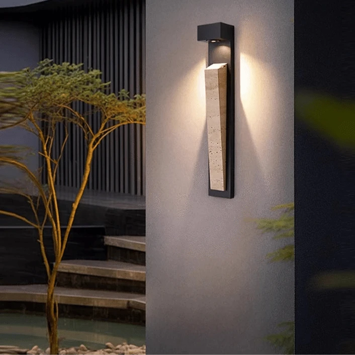 Verthara Waterproof Natural Stone Outdoor Wall Light – IP65 Weather-Resistant Exterior Lantern for Garden and Patio
