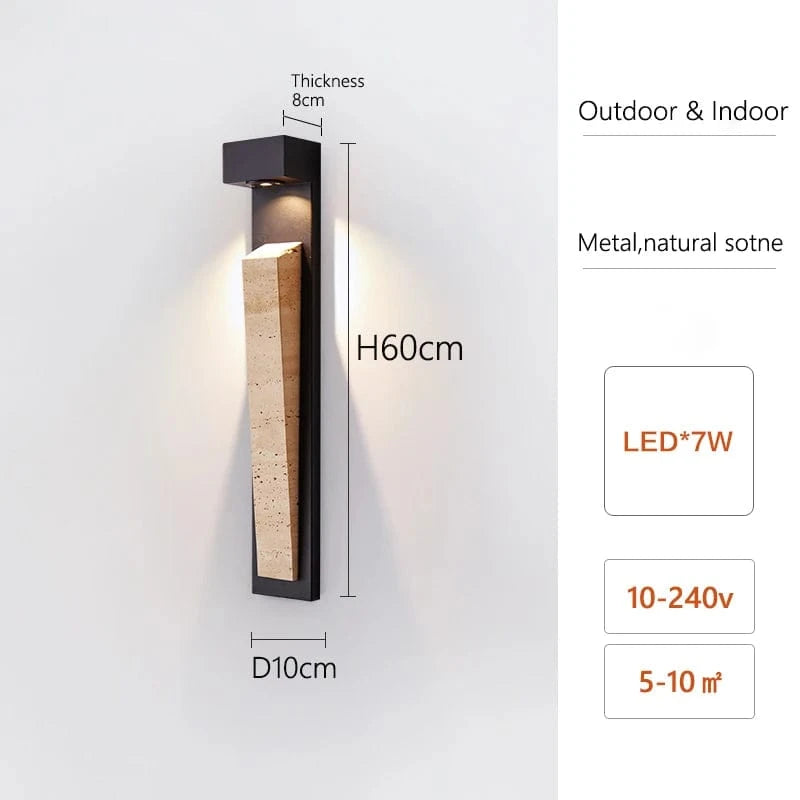 Verthara Waterproof Natural Stone Outdoor Wall Light – IP65 Weather-Resistant Exterior Lantern for Garden and Patio