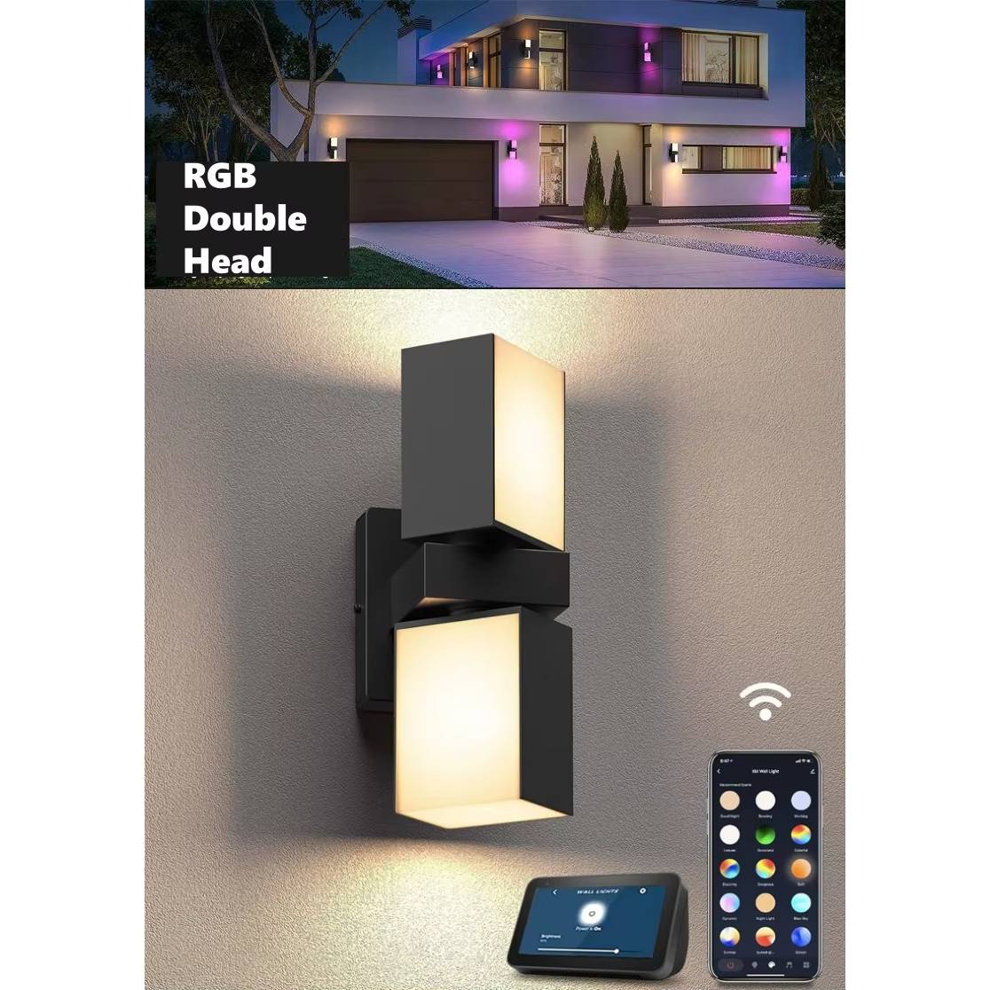 Verthara Waterproof Outdoor Wall Lamp – Adjustable Angle LED Exterior Wall Light in Black Aluminum for Garden and Pathway Lighting