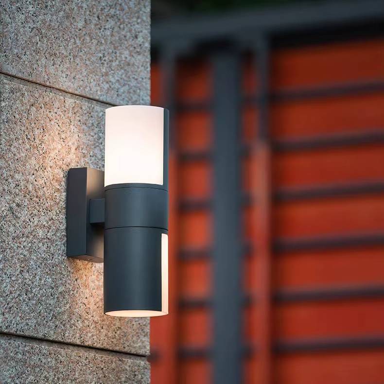 Verthara Waterproof Outdoor Wall Lamp – Adjustable Angle LED Exterior Wall Light in Black Aluminum for Garden and Pathway Lighting Cylinder Double Head