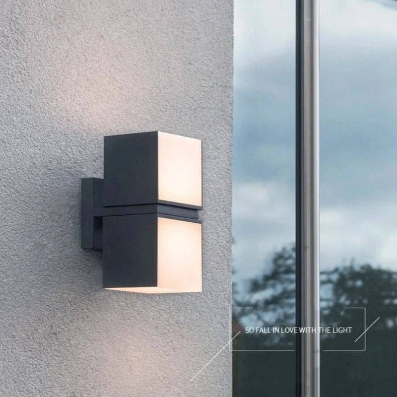 Verthara Waterproof Outdoor Wall Lamp – Adjustable Angle LED Exterior Wall Light in Black Aluminum for Garden and Pathway Lighting Double Head