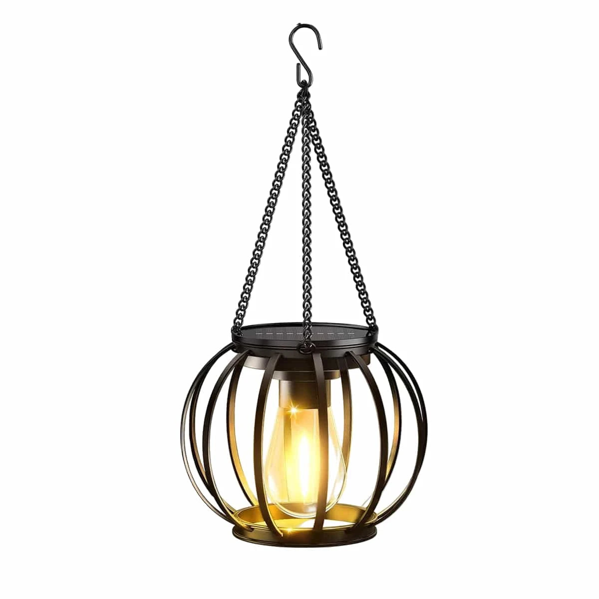 Verthara Waterproof Solar Lantern with Daylight Sensor – Hanging Outdoor Solar Lights for Garden, 3000K Warm White Iron Art Decor 1