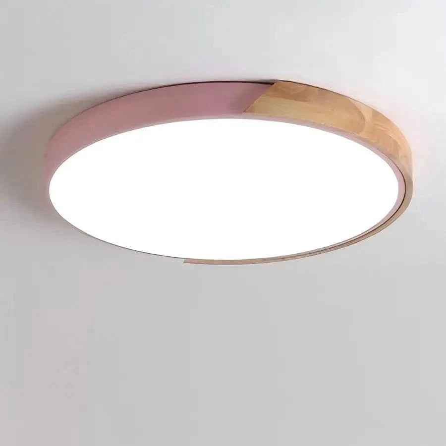 Verthara Wooden Macaron Design LED Ceiling Light Pink / 30cm 27W