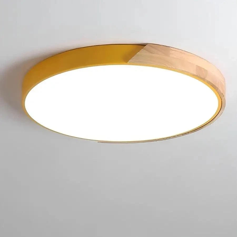 Verthara Wooden Macaron Design LED Ceiling Light Yellow / 30cm 27W