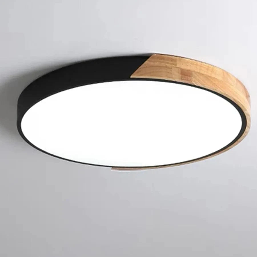Verthara Wooden Macaron Design LED Ceiling Light Black / 30cm 27W