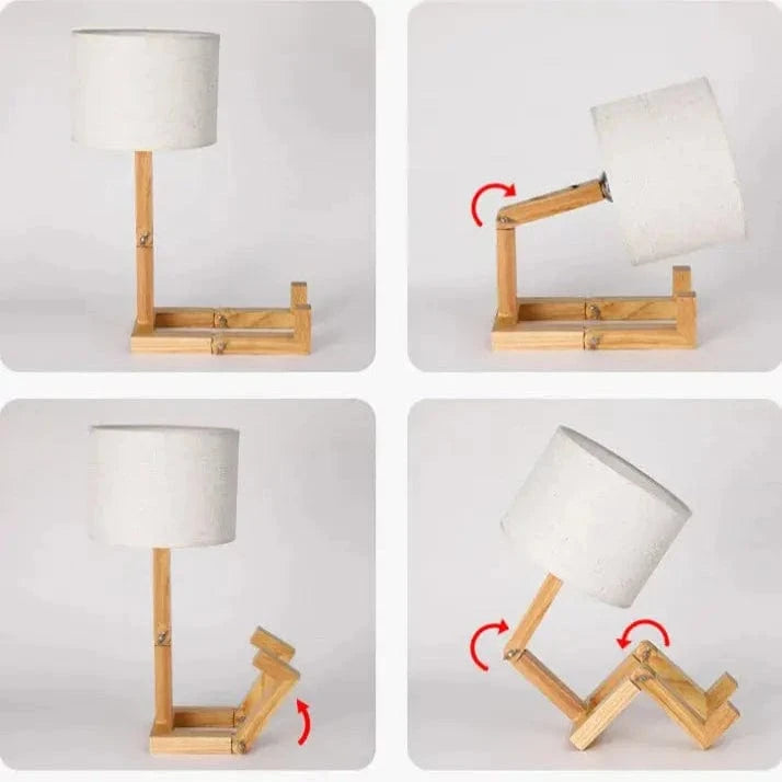 Verthara Wooden Robot Table Lamp
