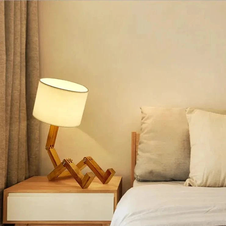 Verthara Wooden Robot Table Lamp