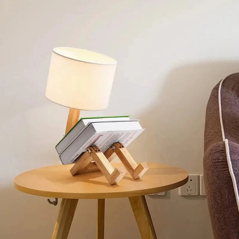 Verthara Wooden Robot Table Lamp