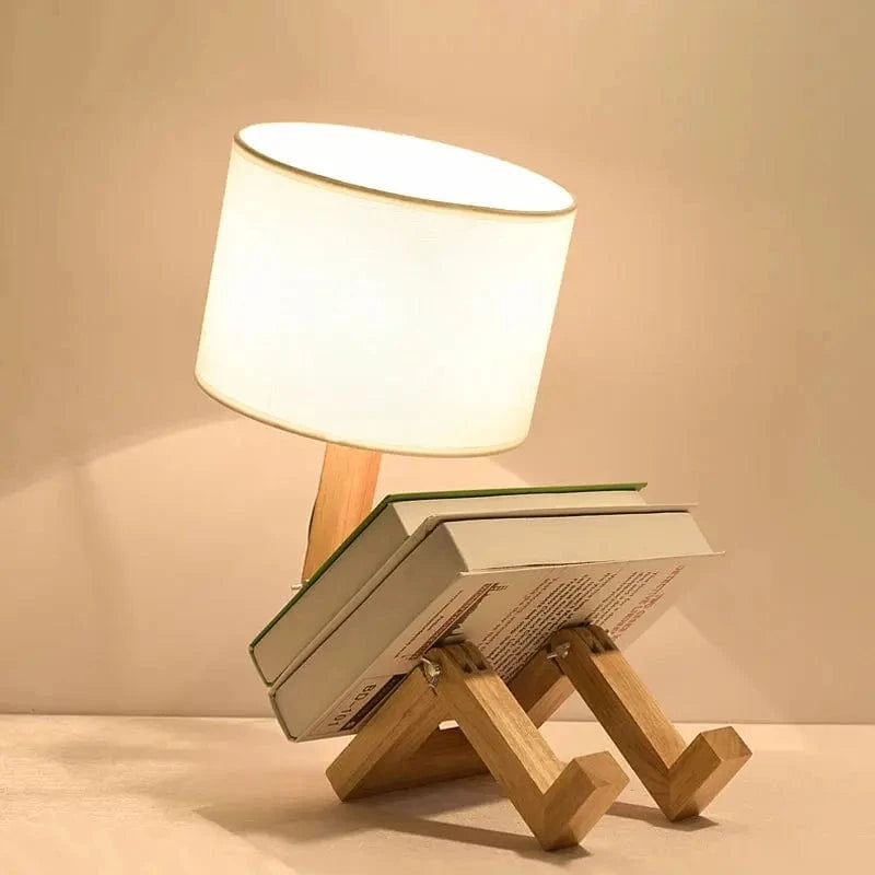 Verthara Wooden Robot Table Lamp