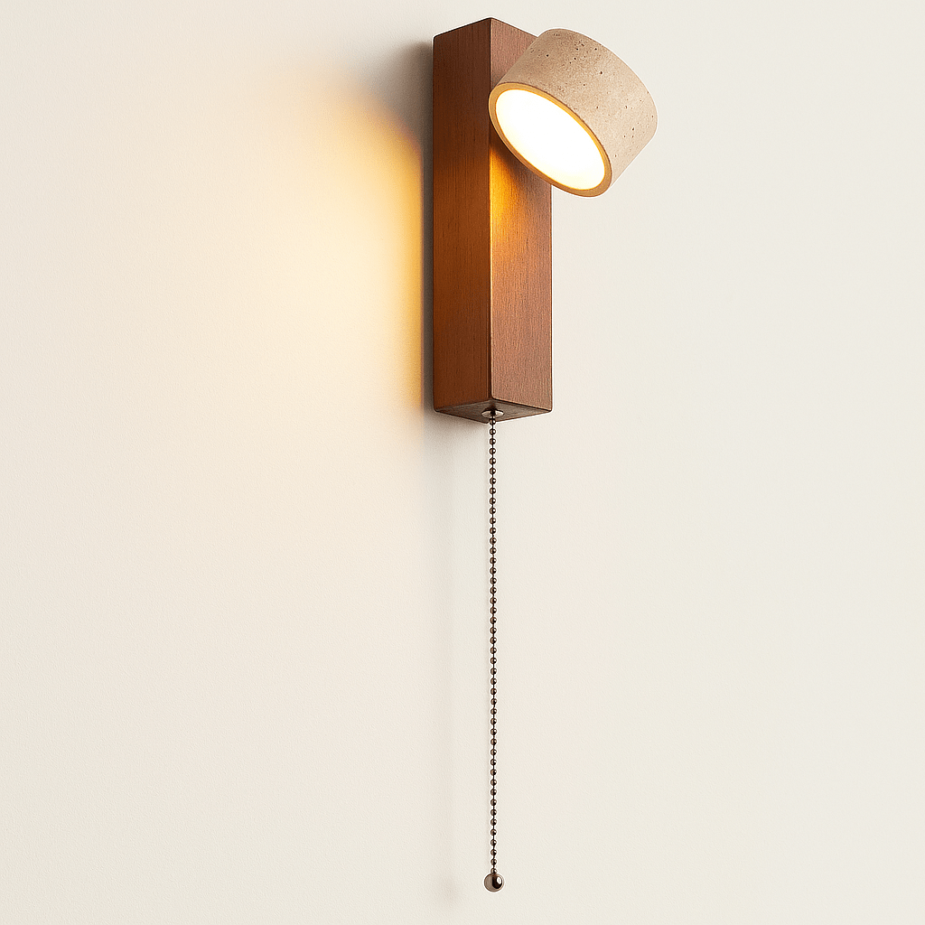 Verthara Yellow Cave Stone LED Sconce Walnut / With Switch