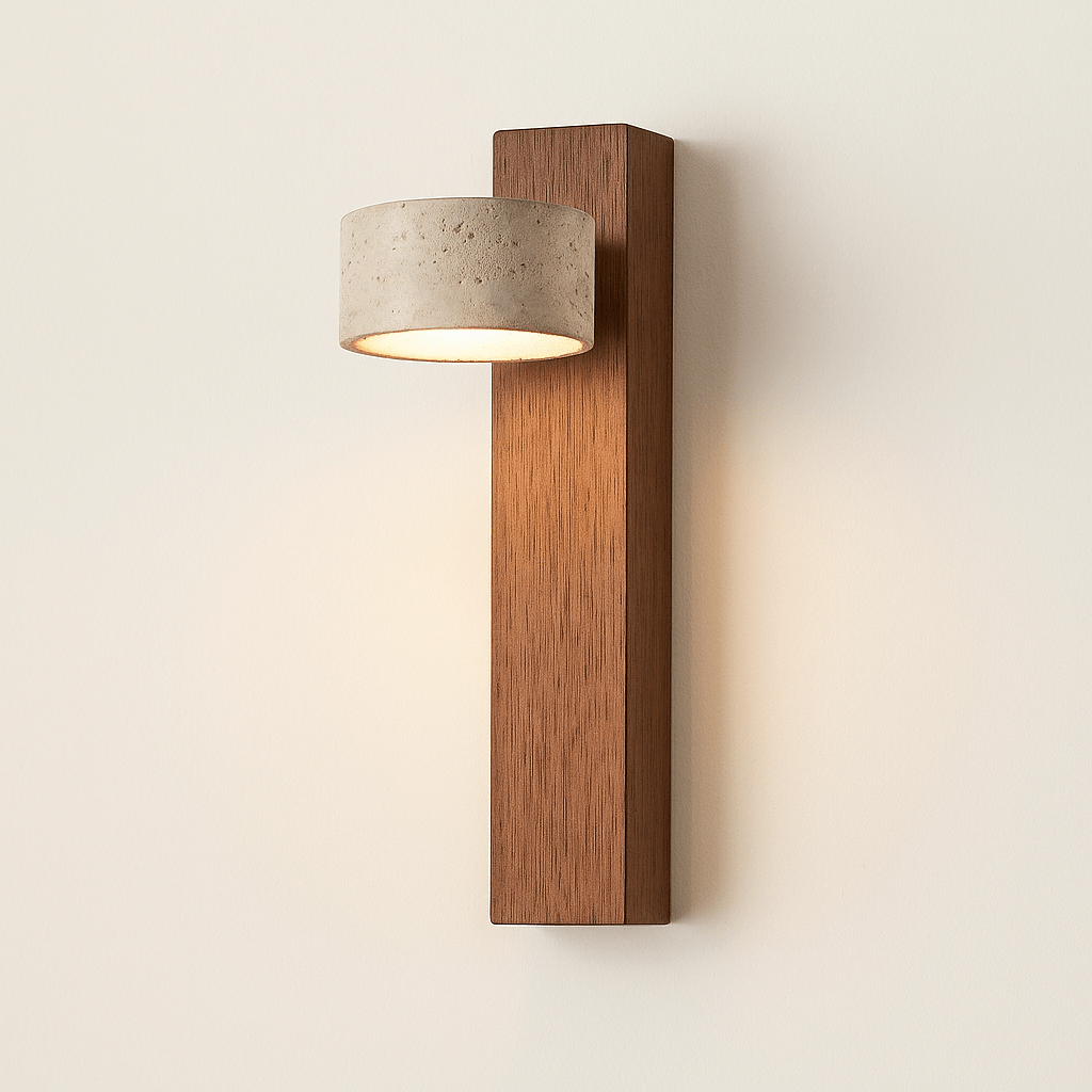 Verthara Yellow Cave Stone LED Sconce Walnut / No Switch