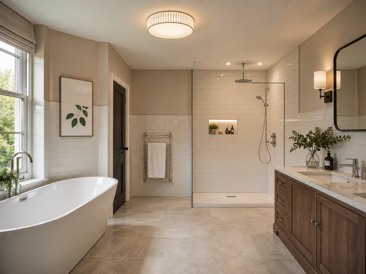 Modern UK bathroom with flush ceiling light