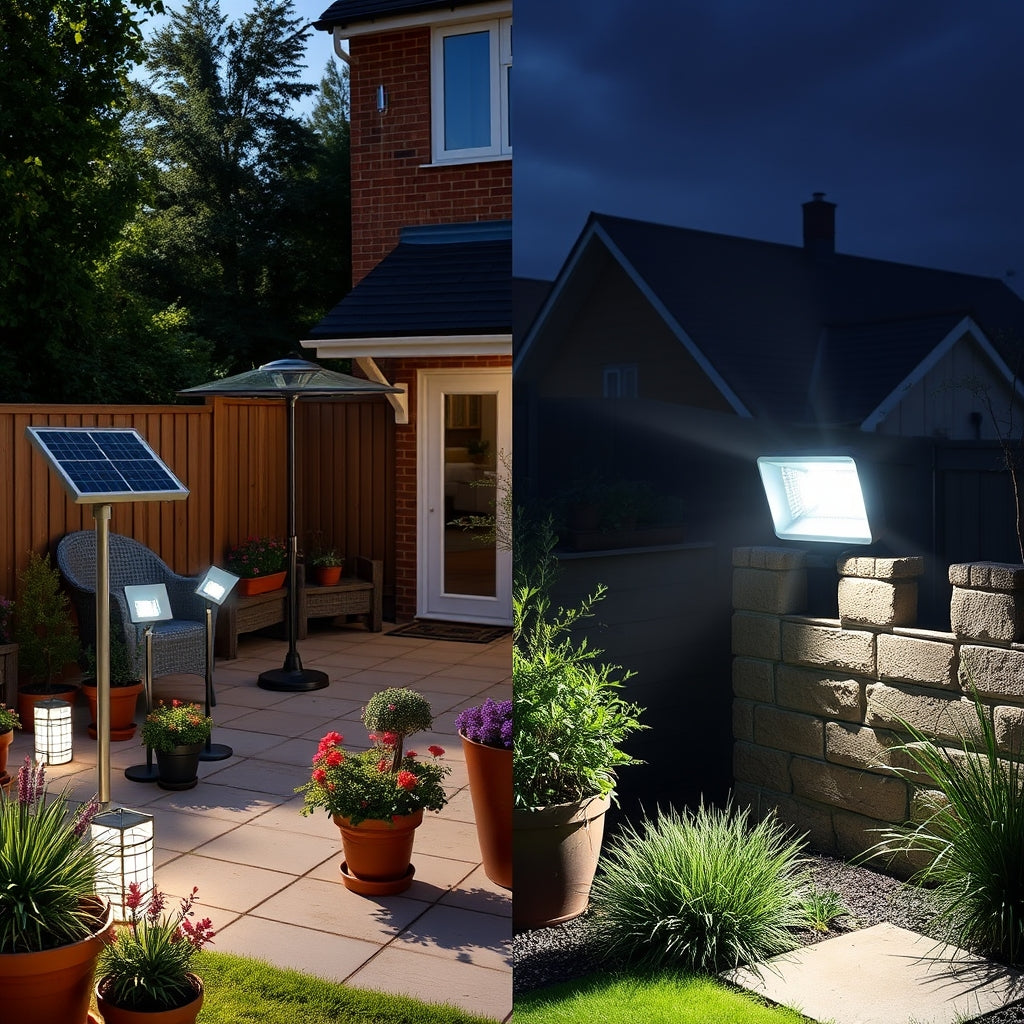 Solar vs mains outdoor lighting comparison for UK gardens