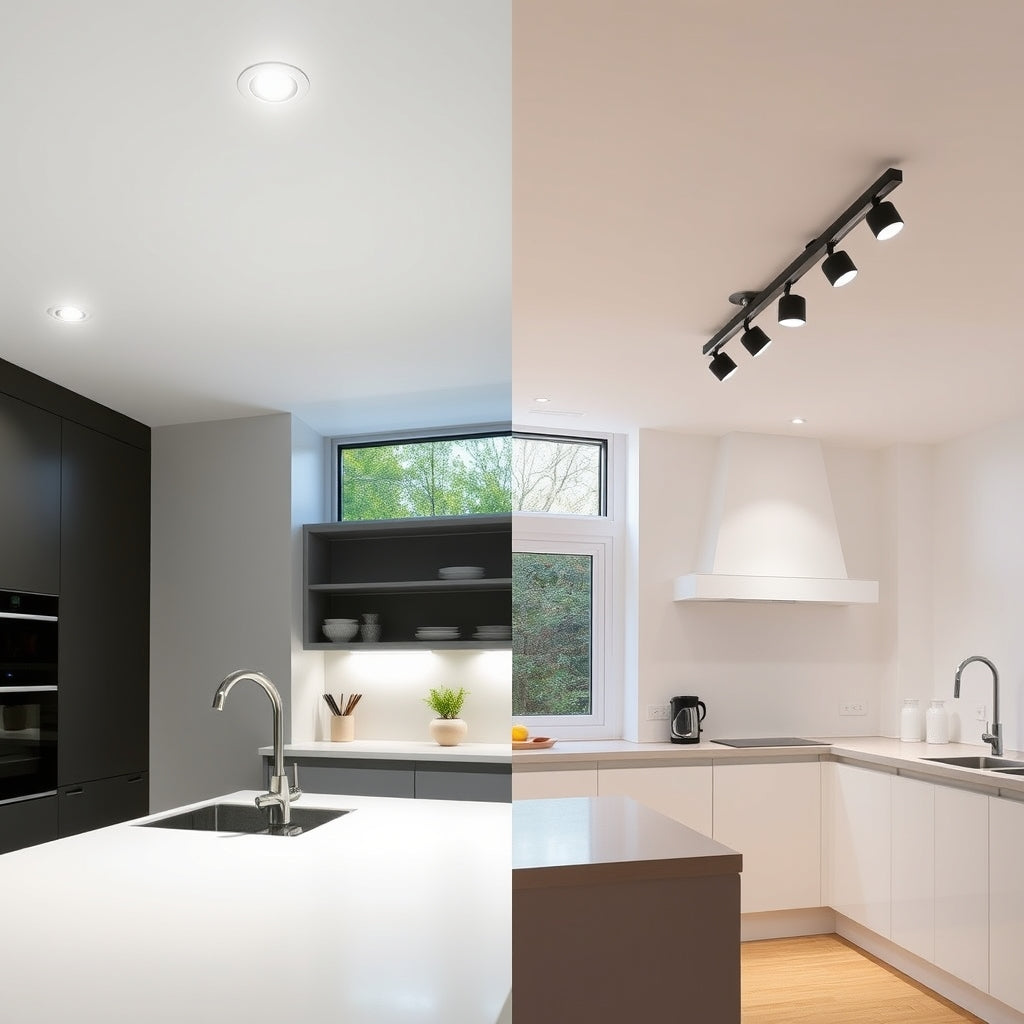 Recessed downlights versus track lighting in a UK kitchen