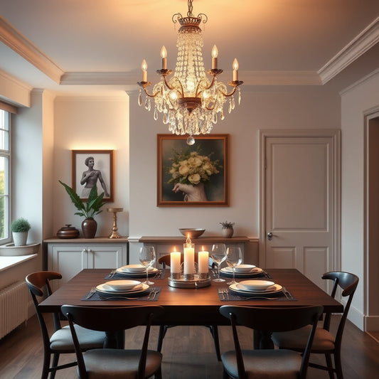 Crystal chandelier above a dining table in a UK home