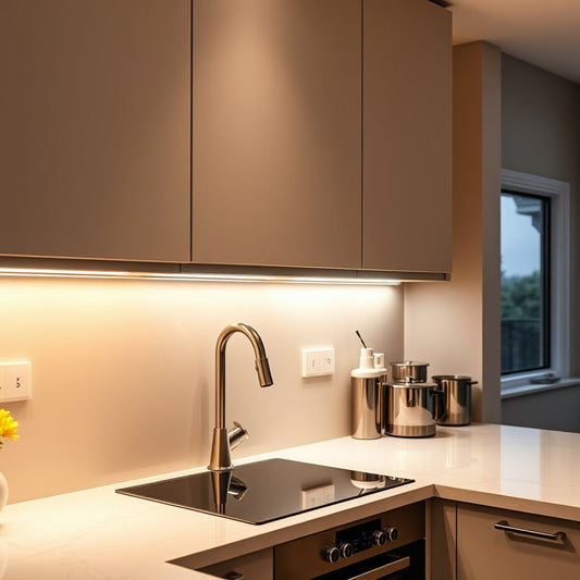 LED strip lights installed under kitchen cabinets in a modern UK home