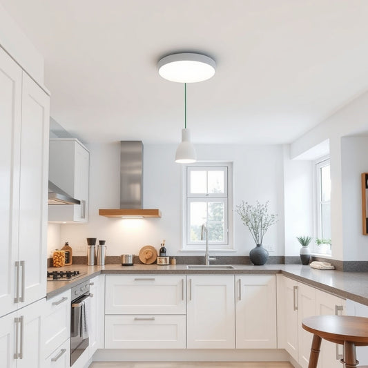 Flush mount ceiling light in a low-ceiling UK kitchen