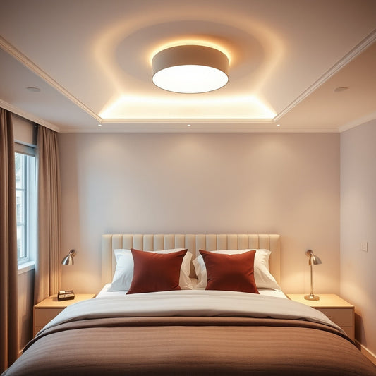 Best bedroom ceiling light in a modern UK bedroom with neutral decor