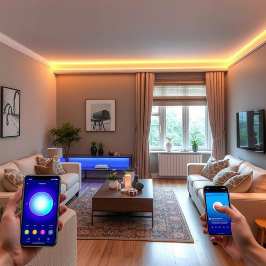 Smart home lighting controlled by Alexa in a modern UK living room