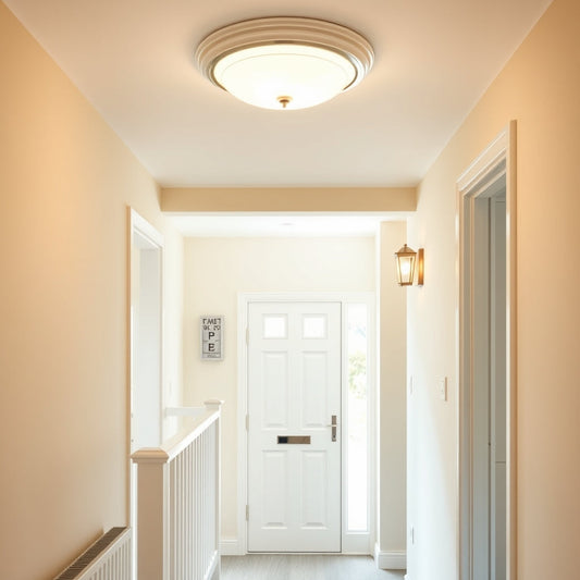 Well-lit UK hallway with ceiling and wall lights near the entrance