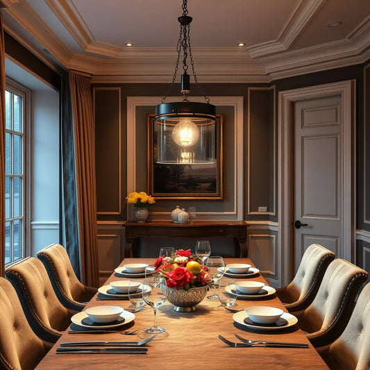 Pendant light hanging over a dining table in a UK dining room